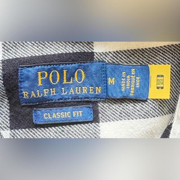 Polo by Ralph Lauren Black and Cream Checkered Casual Button Down Shirt - Picture 3 of 3